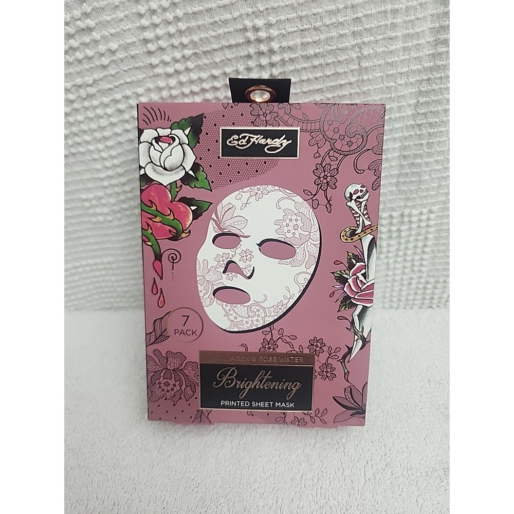 Ed Hardy 7‎ Pack Collagen & Rose Water Brightening Printed Sheet Mask B1